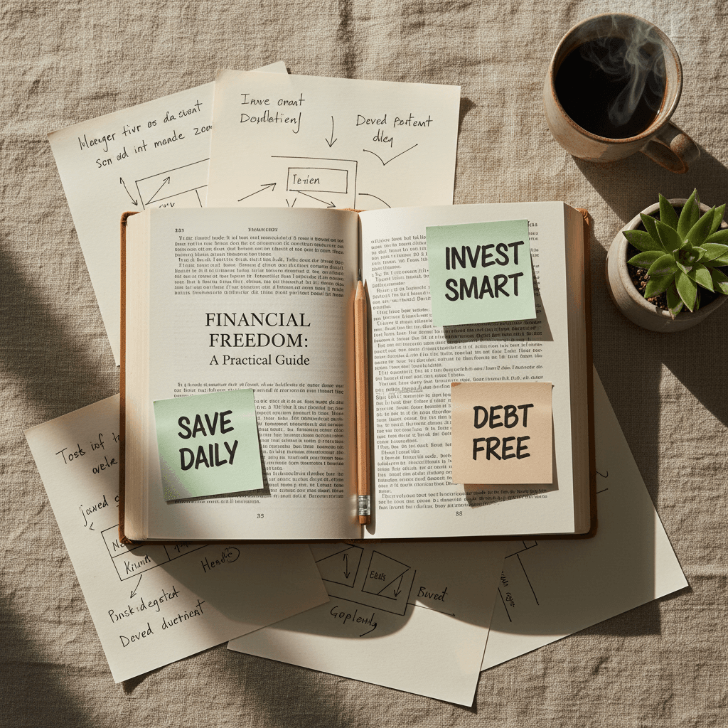 Financial literacy book with notes and learning materials